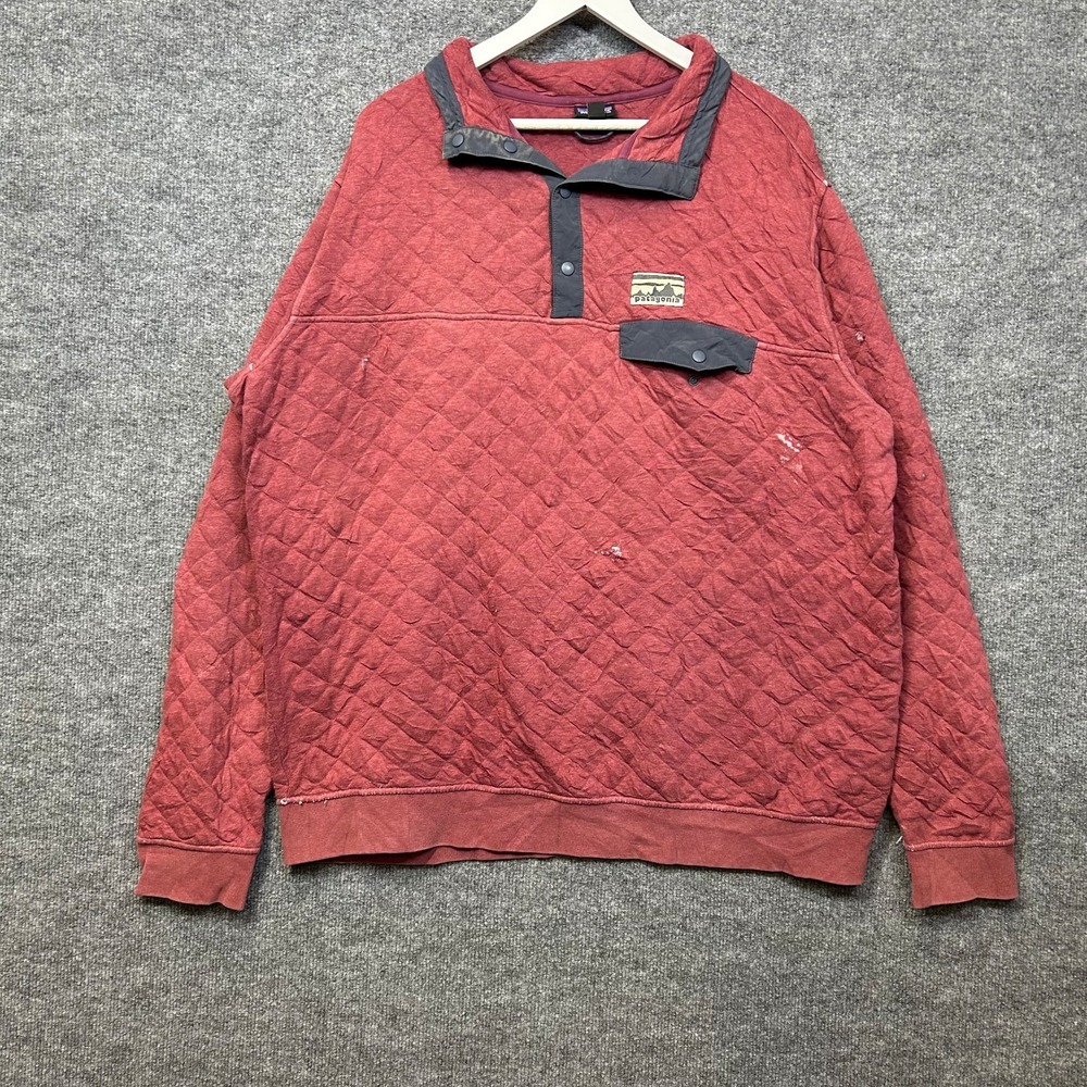 Patagonia Cotton Quilt Snap-T Pullover Sweatshirt Men's Oxblood Red Classic - XL